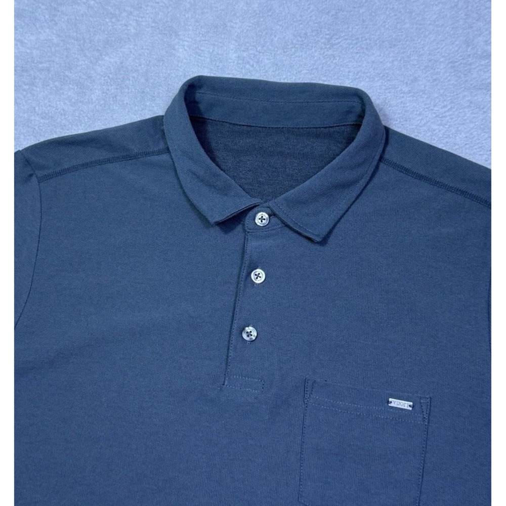 Vuori Polo Shirt Mens S Dark Sage Green Knit Performance Athleisure Pocket
